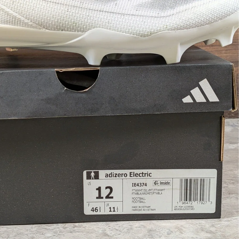 Adidas Adizero Electric Men's 12 White Metallic Silver Football Cleats IE4374